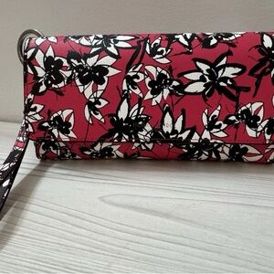 Henri Bendel Wallet on a String - Pink and Black Floral Clutch